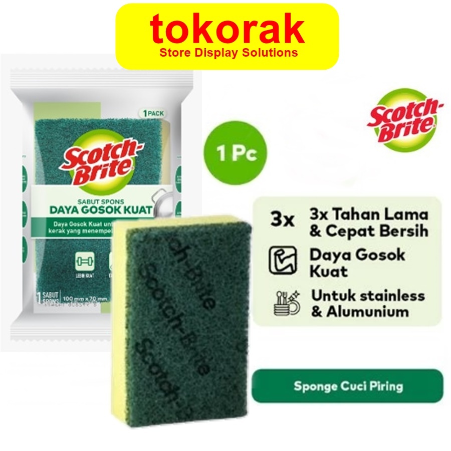 3M SCOTCH BRITE SABUT SPONS CUCI PIRING STANDAR ID- T36N - TAPAS BUSA ID T36 T 36