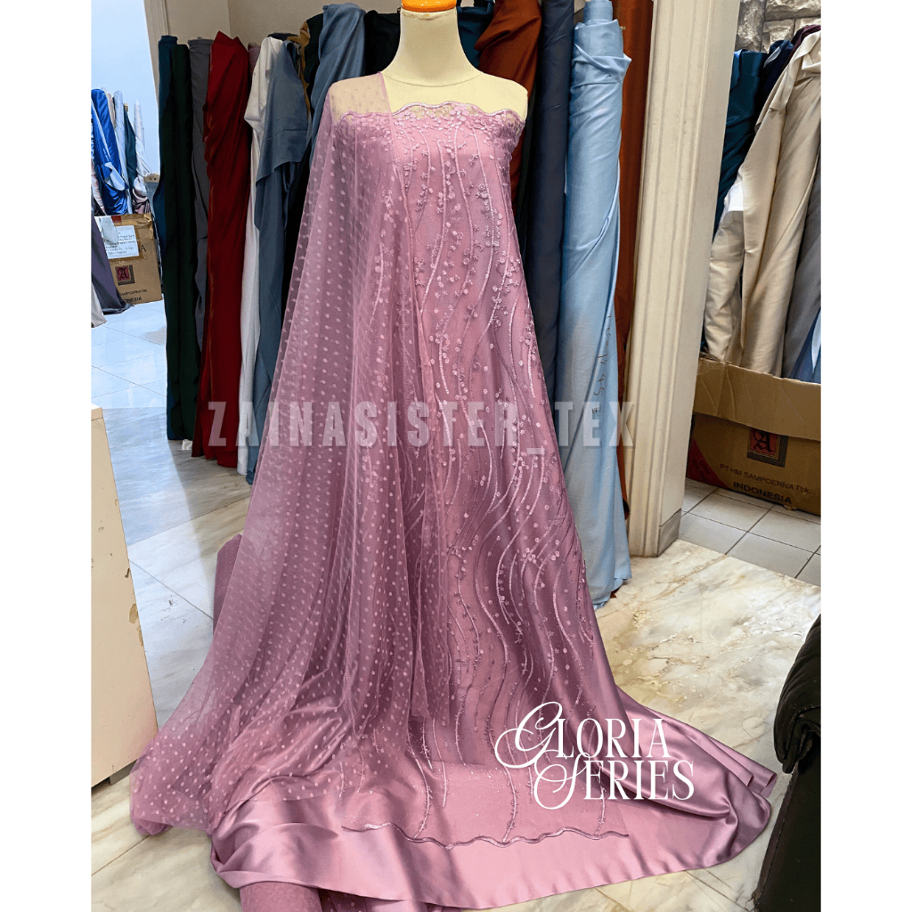 Bahan Brukat Tile Gloria Luxury Warna Ungu Lilac