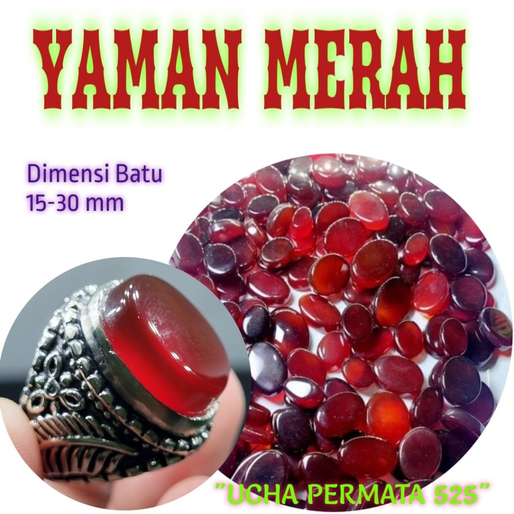 Cincin batu yaman merah / yaman habasyi yaman ahmer / asli natural yaman yemen tembus senter