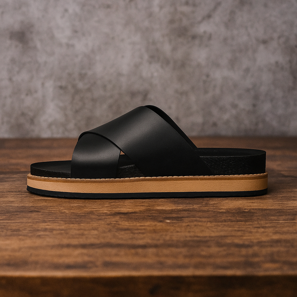 Sandal Footbed Pria - Monark Leather Series Zoe Berlin Sendal Cork Birken Slide Pria Cowok
