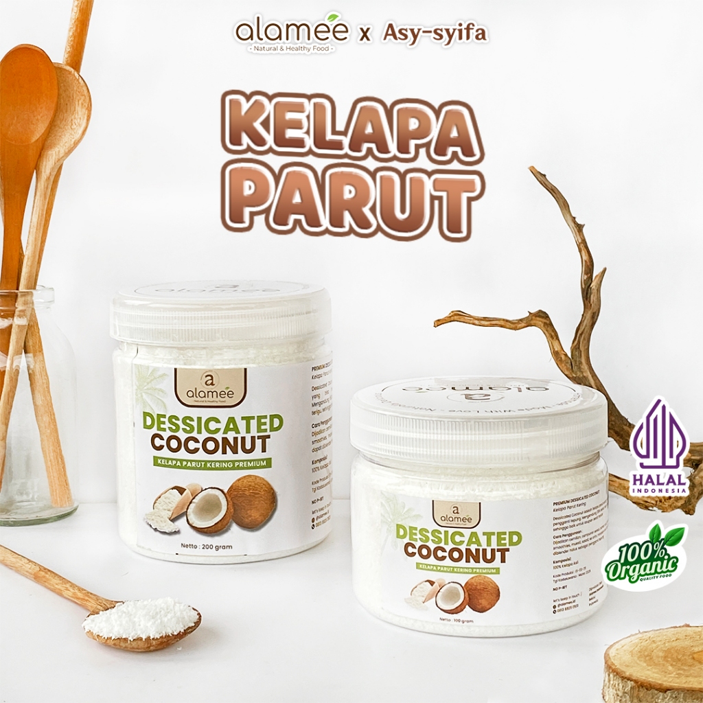 

ALAMEE Dessicate Coconut Kelapa Parut Kering Coconut Flakes Topping Kue Kelapa Kering 200gr