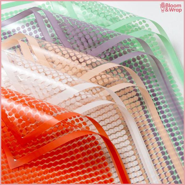 

Flower Wrapping Polkadot Cellophane Kertas Buket Bunga Transparan List Florist Ecer 6189