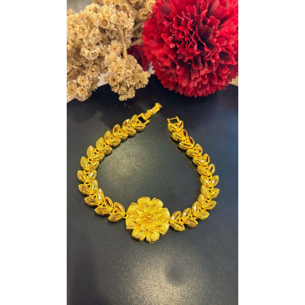 gelang rantai bunga bangkok lapis emas24 k