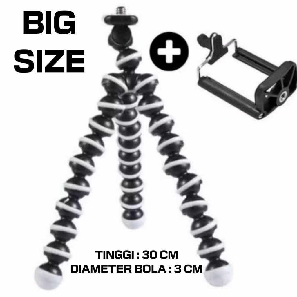 TRIPOT GORILA SIZE XL 30CM DIAMETER LINGKAR KAKI 30mm + HOLDER U  BISA UNTUK CAMERA DSLR