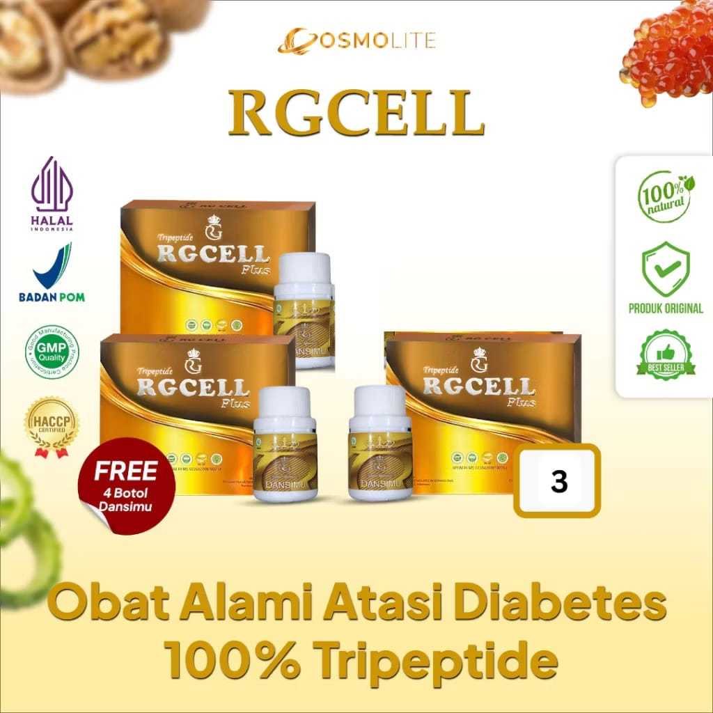 PAKET HEMAT 3 RG CELL PLUS TRIPEPTIDE - Suplement kesehatan regenerasi sel tubuh anti diabetes dan k