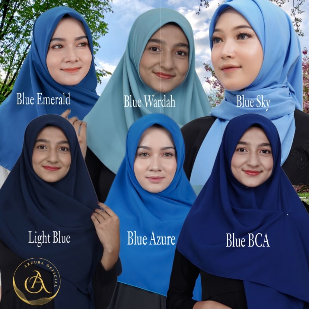 Hijab segi empat WOLFIS BIRU EMERALD, BIRU WARDAH, BIRU LANGIT, BIRU DONGKER, BIRU AZURE DAN BIRU BC