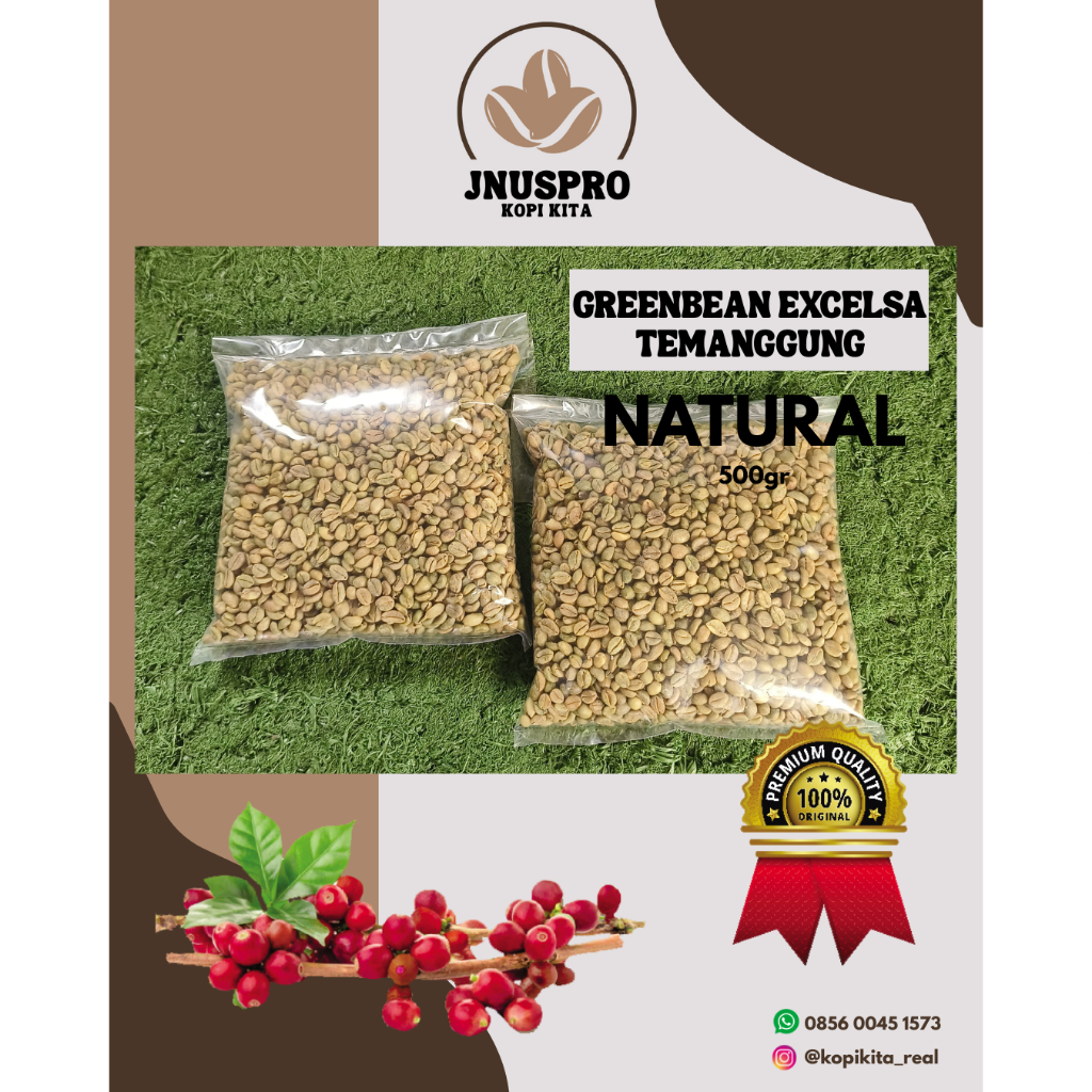 

Green Bean Kopi Excelsa Natural Temanggung – 100% Murni Petik Merah | 500gr & 1kg | Biji Mentah
