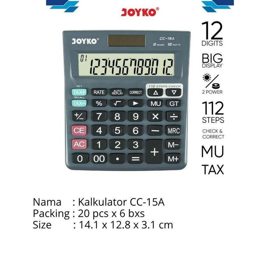 

Kalkulator Joyko Cc-15 A Calculator 12 Digits Dual Power Check Correct