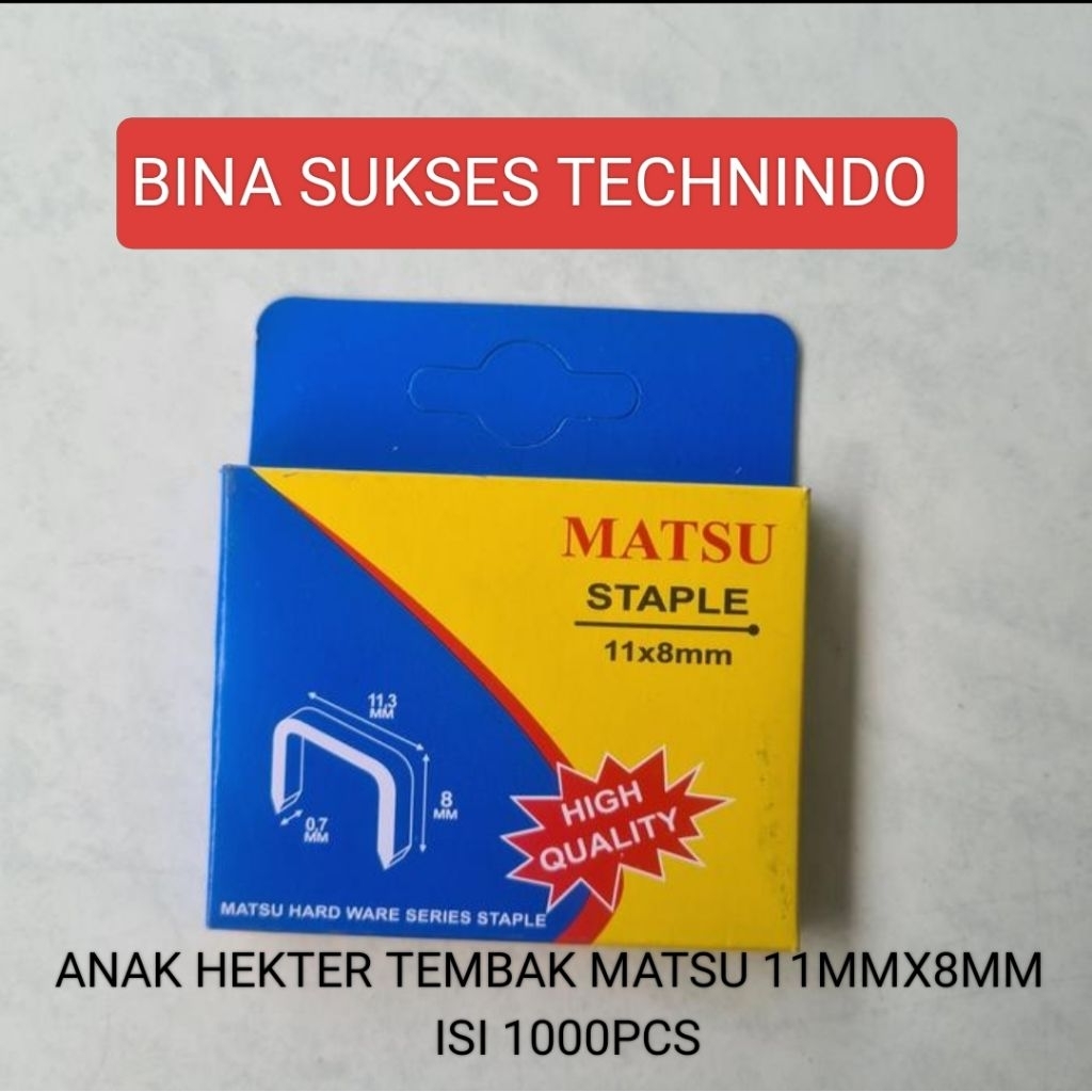 

ANAK HEKTER ISI STAPLES GUNTACKER MATSU 11.3MM X 8 MM ISI 1000PCS PER KOTAK