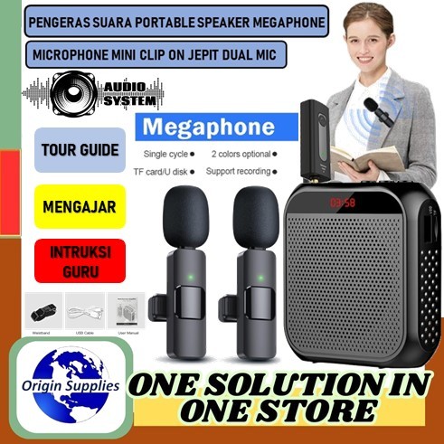 Speaker Megaphone Mini Guru Tour Guide Pidato Speaker Pinggang Dengan Mic JEPIT Wireless