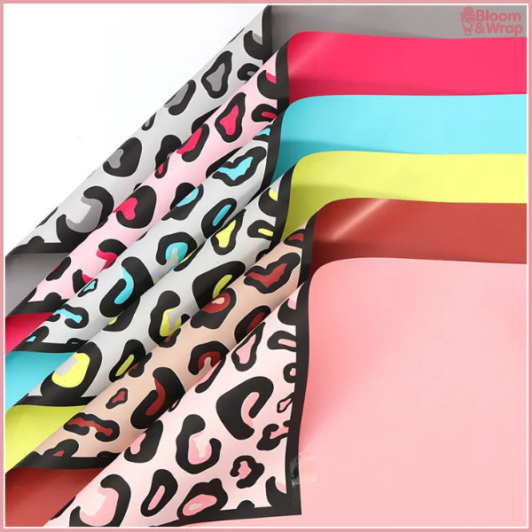 

Flower wrapping motif macan tutul leopard skin Kertas buket bunga KB6100