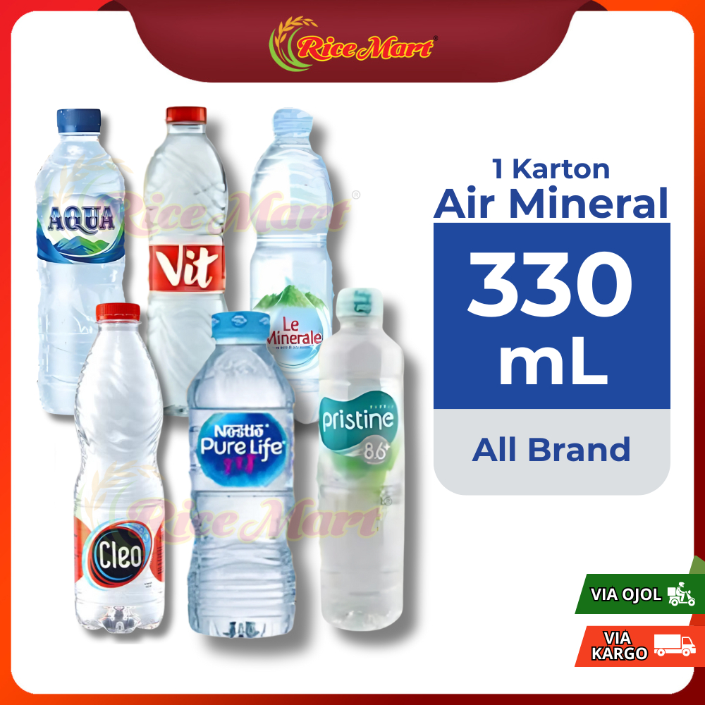 

AIR MINERAL 330ml ISI 24 BOTOL – AQUA, PRISTINE, CLEO, VIT, NESTLE, LE MINERALE
