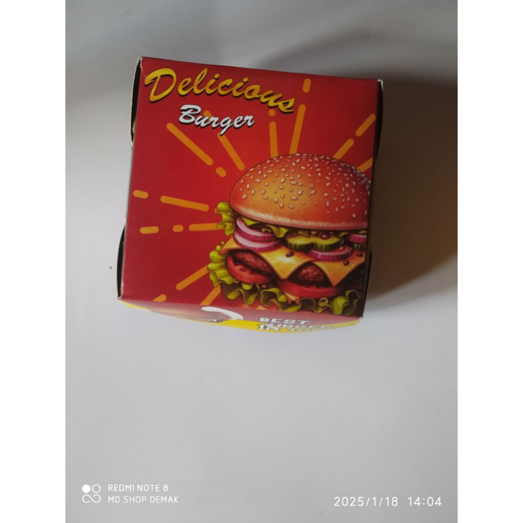 

box kardus burger motif warna isi 100