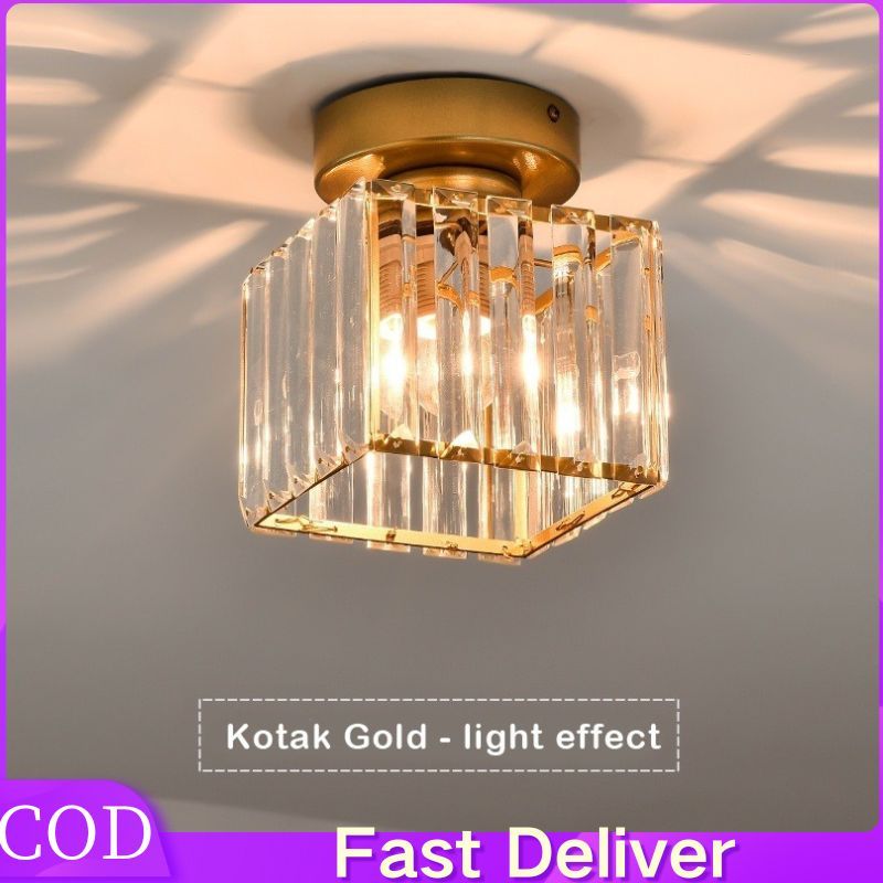 Crystal Round Ceiling Lamp Lampu Plafon Gantung Kristal Minimalis Teras Langit-Langit Mewah Modern L
