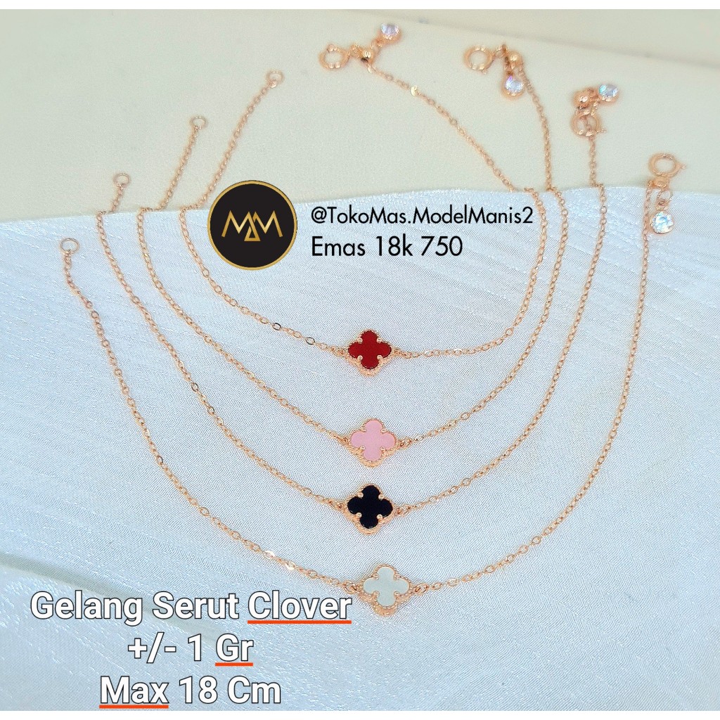 Gelang Serut Van Cleef Emas Italy AU Rosegold 750 kadar 18k