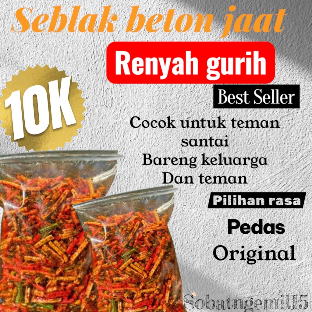

Seblak Beton 250Gr Exstra Pedas Daun Jeruk Cikruh Stik Jaat