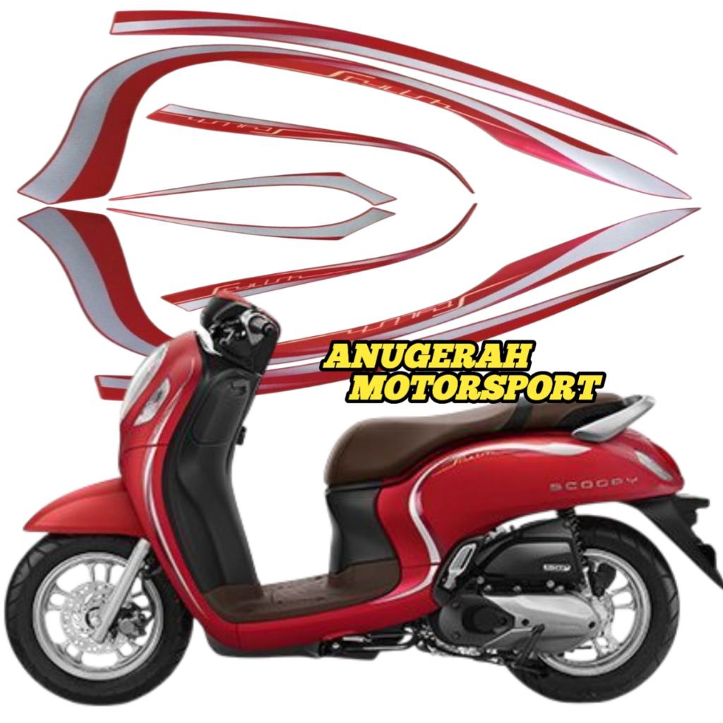 striping sticker lis Scoopy stylish merah doff 2022