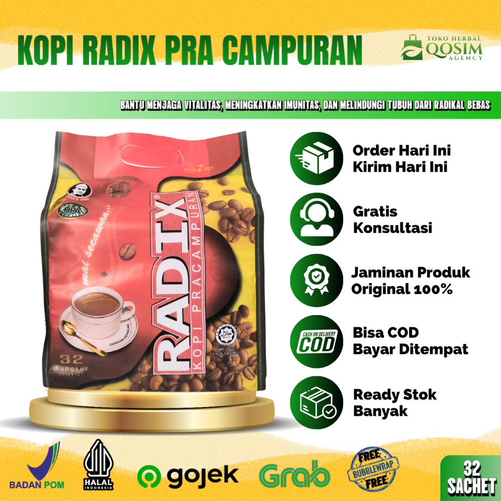 

Kopi Radix HPA Pra Campuran Malaysia Asli Isi 32 Sachet Radix Jumbo