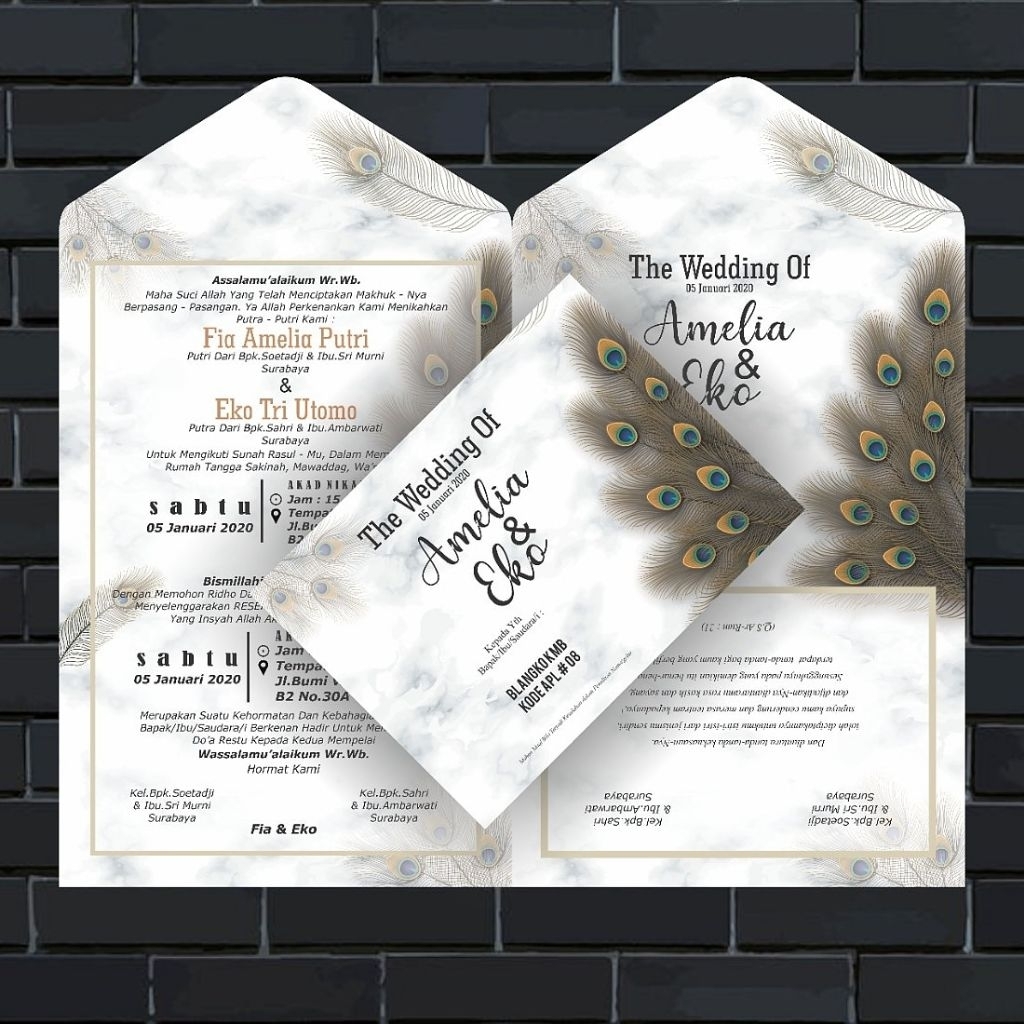 (10 Pcs) Cetak Undangan Pernikahan Model Amplop | FREE FOTO | Simpel Elegant Mewah | Murah | Bahan B