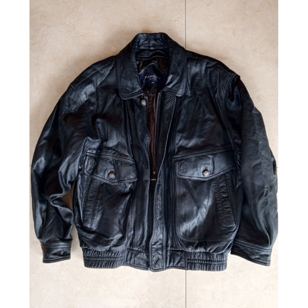 Jaket kulit YSL