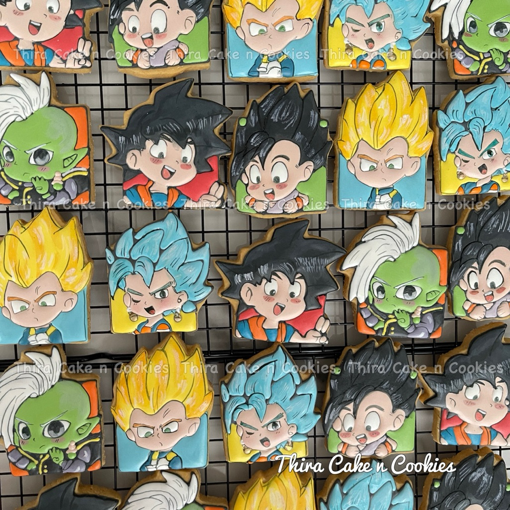

real pic dragon ball cookies kue kering cemilan snack karakter icing sugar