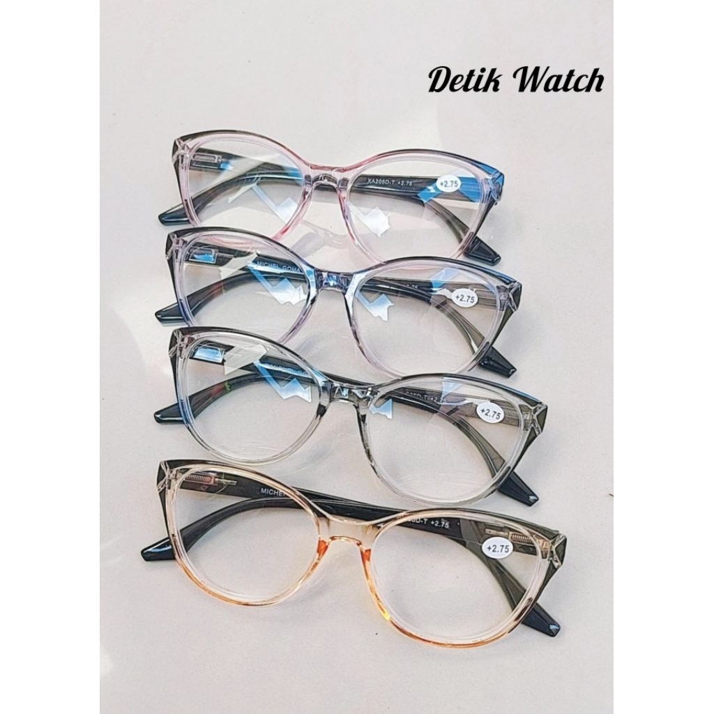 Kacamata Baca Cewek Kacamata Plus Cat eye Lensa +1.00 sd +3.00 Kacamata Rabun Dekat XA205D-T