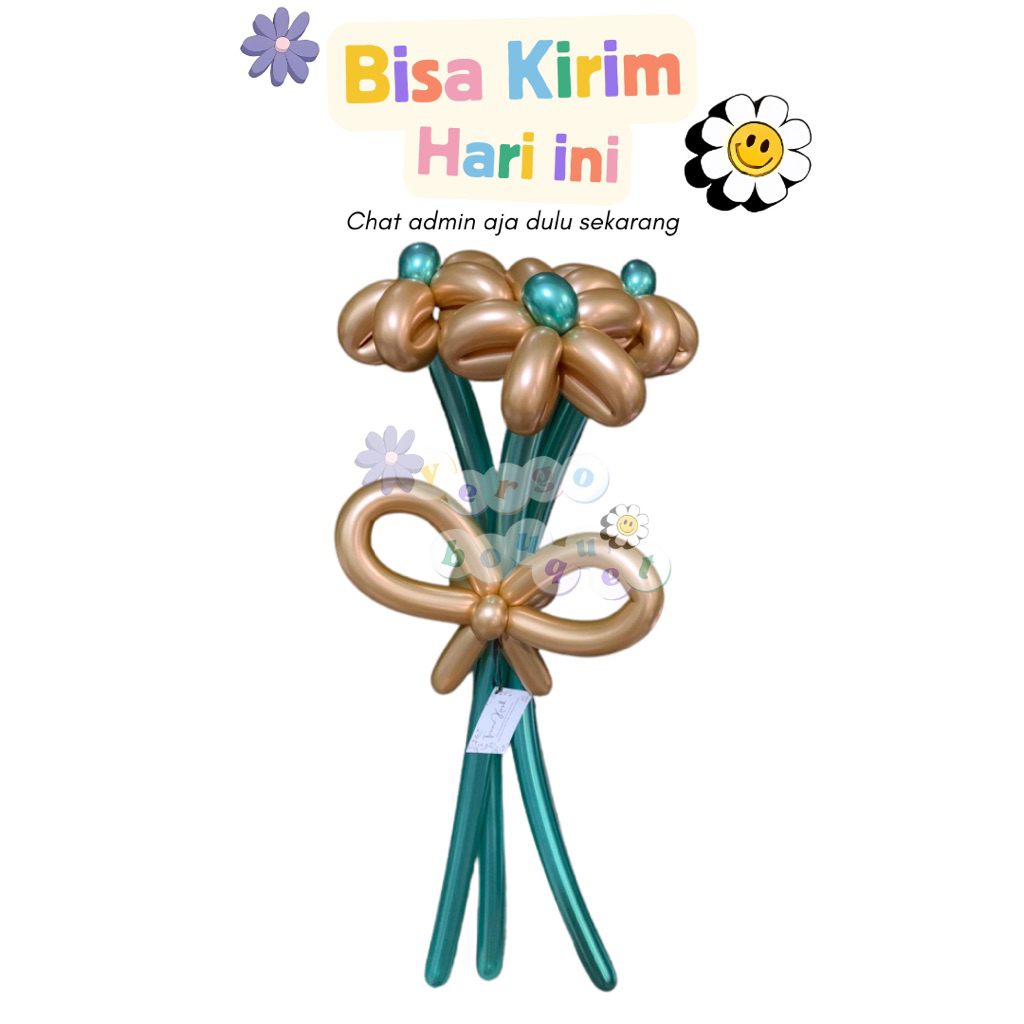 Vergo.bouquet | Bouquet Balon 3 TANGKAI 3 BUNGA | Bouquet Balon Wisuda Foil Ulang Tahun Bouquet Ball