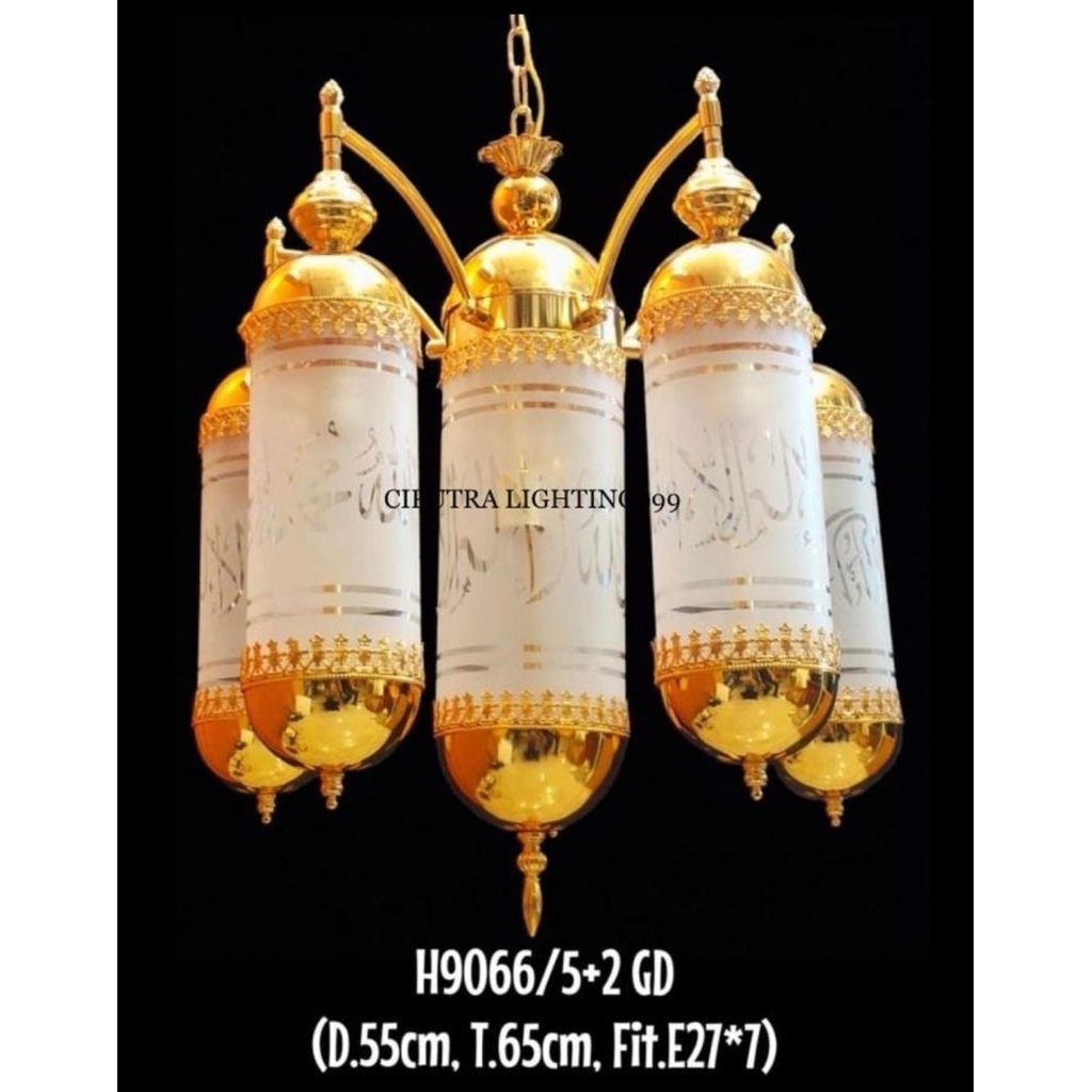 LAMPU GANTUNG HIAS KLASIK TURKI MASJID MUSHOLLAH 7 LAMPU MEWAH