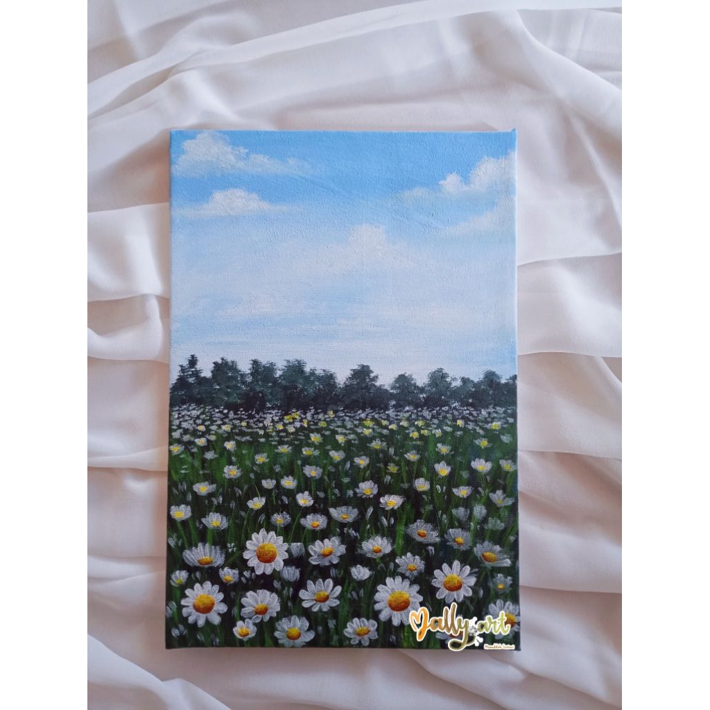 lukisan estetik/lukisan pemandangan/lukisan tangan/lukisan on canvas