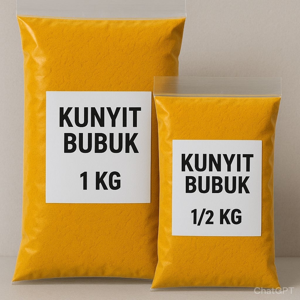 

Kunyit bubuk berkualitas kemasan 1kg dan 1/2kg