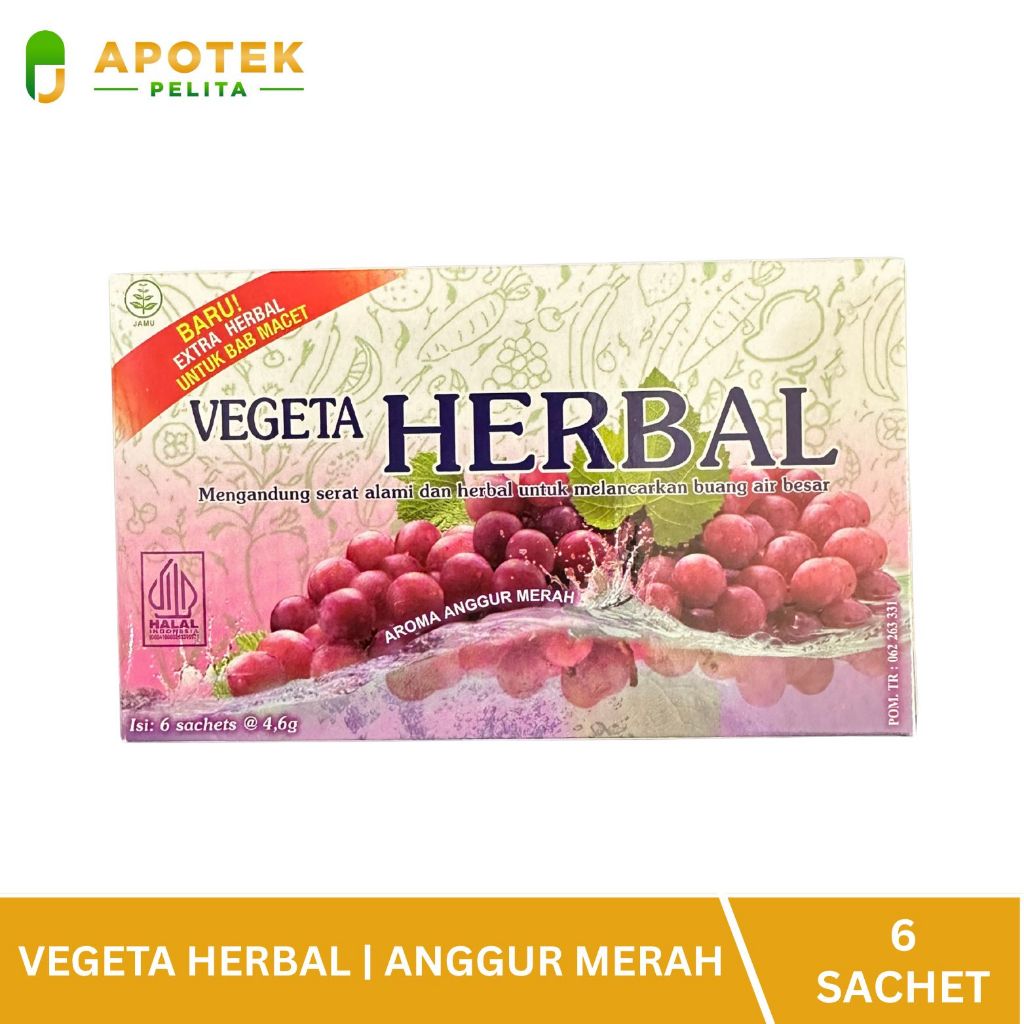 

Vegeta Herbal Rasa Anggur 6 Sachet - Kaya Serat Untuk Melancarkan BAB