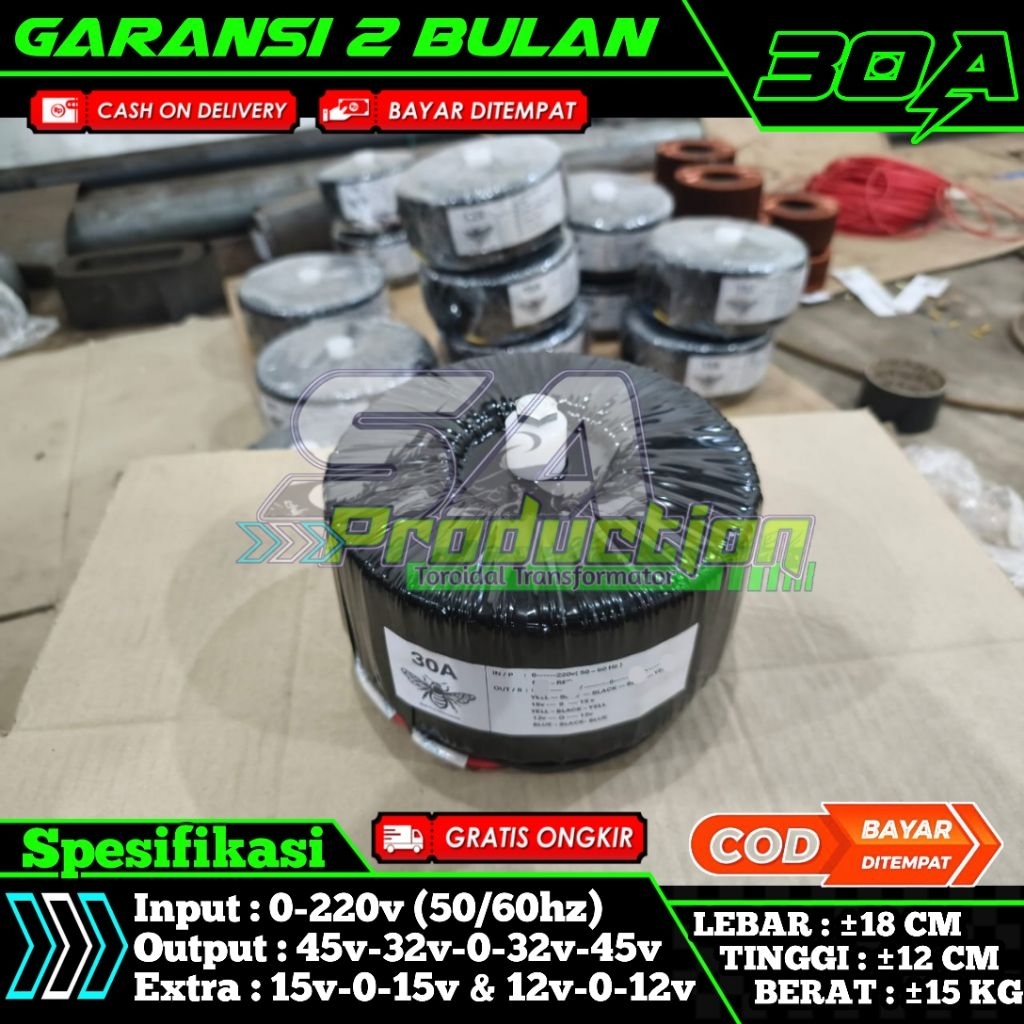 Trafo donat teroid 30A ct 45v 32v