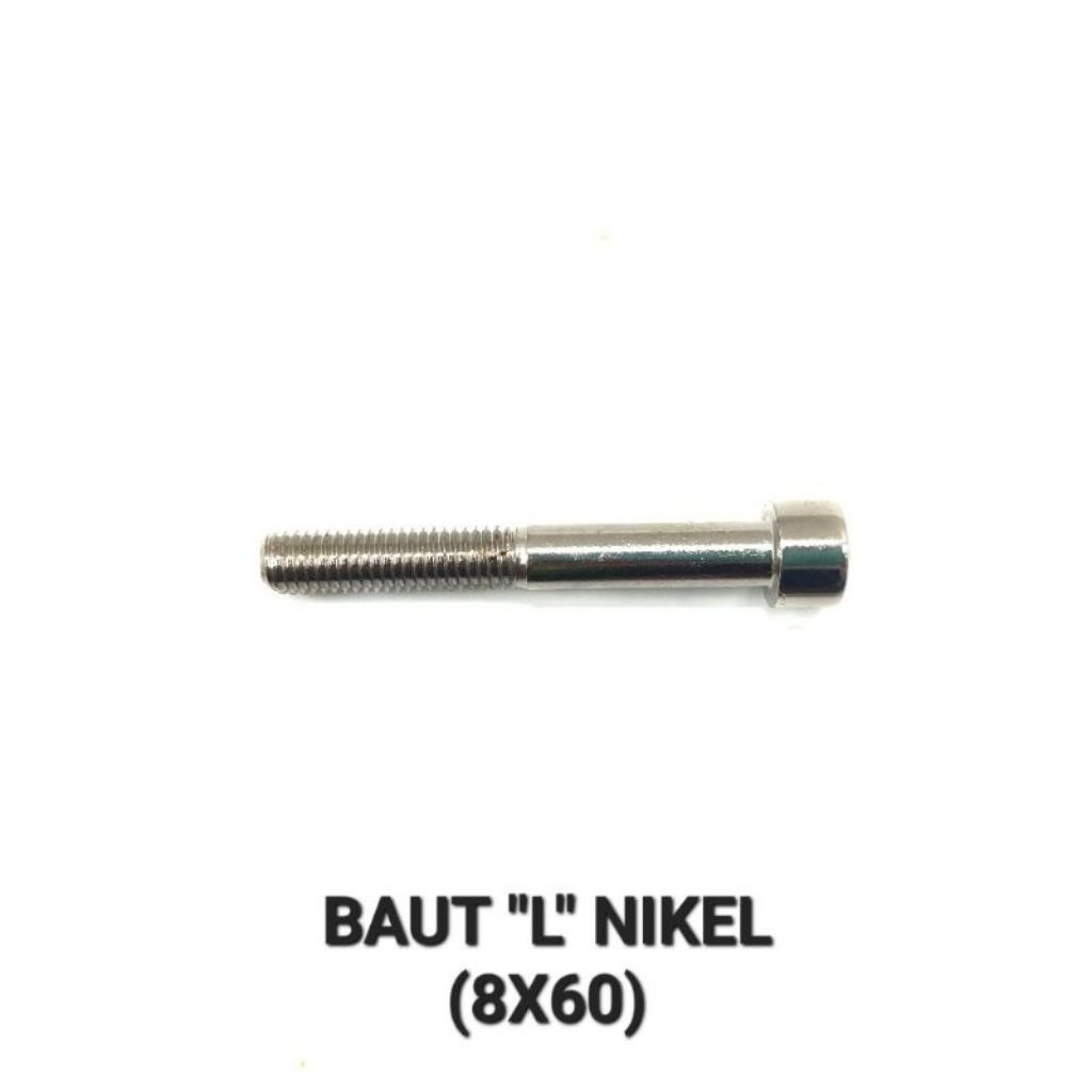 L NIKEL 6 mm KUNCI 10 baut 10an kepala L BAUT L NIKEL DRAT HALUS BAUT KEPALA KUNCI L HEXAGON 6MM 8 M