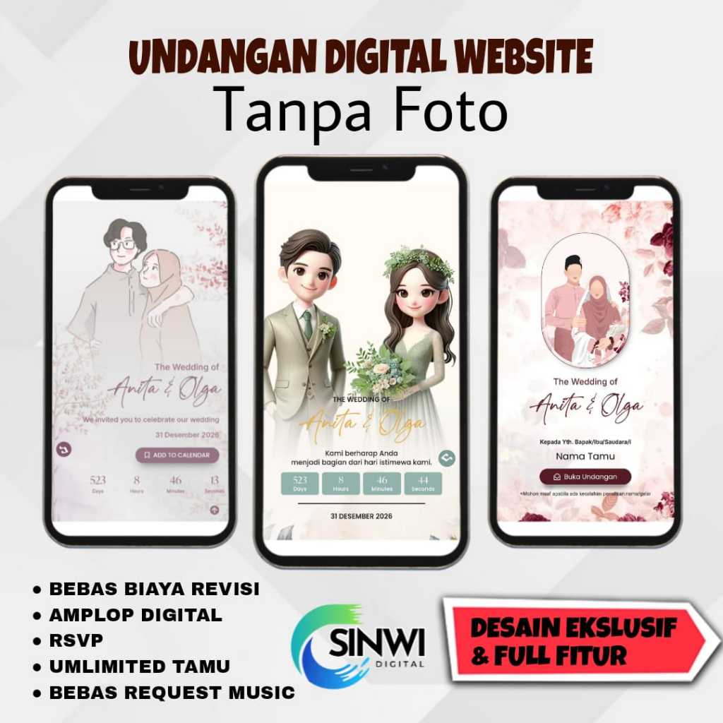 Tanpa Foto - Undangan Digital Website Pernikahan | Undangan Link | Undangan Online Foto&Tanpa Foto
