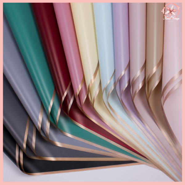 

Kertas Buket Bunga List Gold Line Emas Flower Wrapping Cellophane Paper Florist KB10
