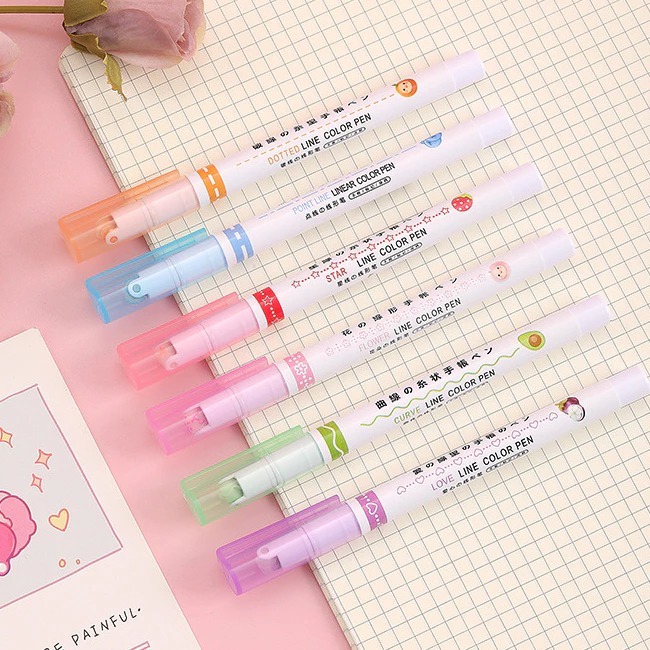 

PENA GARIS WARNA BERMOTIF / SPIDOL GARIS AESTHETIC / ROLL LINE MARKER ESTETIK / PULPEN HIGHLIGHTER / SPIDOL GARIS LINE