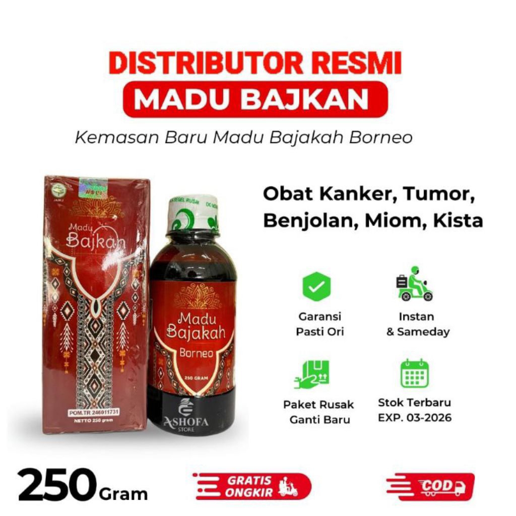 

MADU BAJKAN - MADU BAJAKAH BORNEO - MADU BAJAKAH ASLI KALIMANTAN 250gr HALAL BPOM
