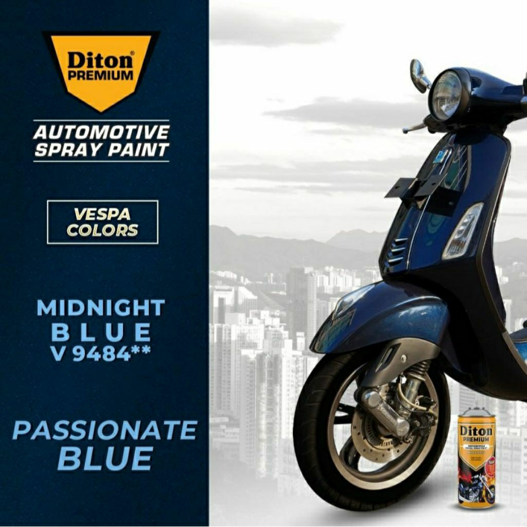 #MAU# Cat Semprot Diton Premium V 9484 Midnight Blue 400ml Vespa Biru Gelap Tua Malam Metallic Blu M