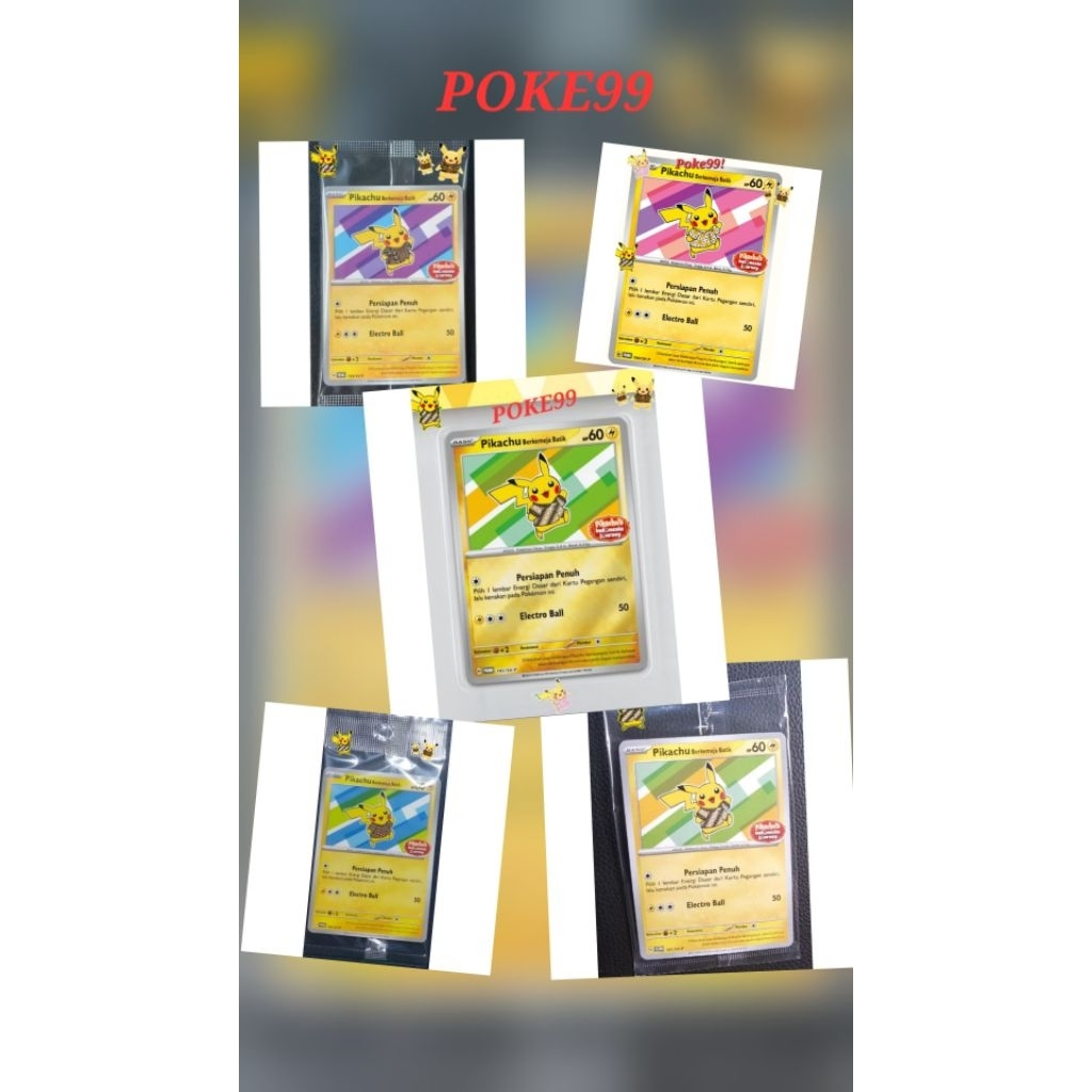 Kartu Pokemon PROMO Set Pikachu Bekemeja Batik  Tcg Indonesia