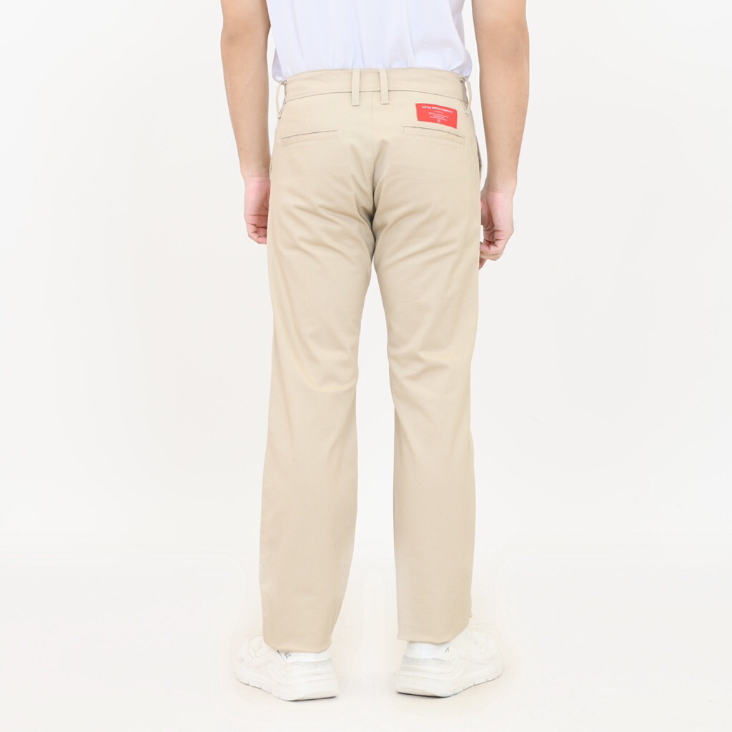 LITTLE DENIM - Celana Panjang Pria Basic Chino Cream Stretch 12oz Accents Selvedge