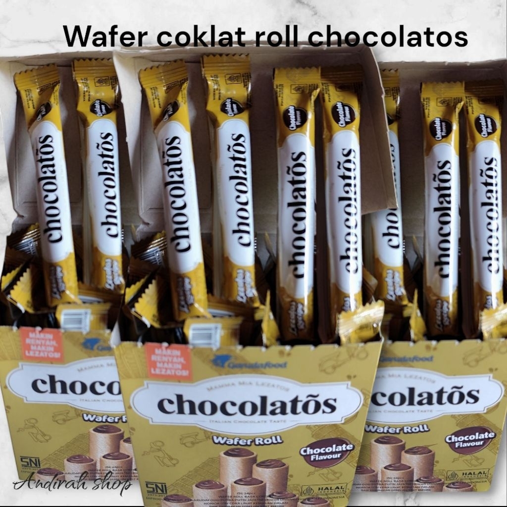 

Wafer roll coklat "CHOCOLATOS" isi 24pcs