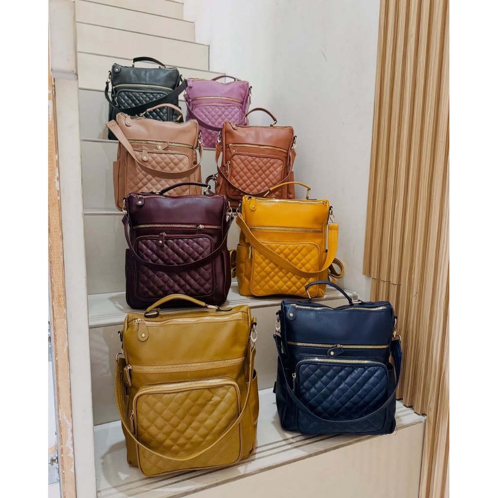Ransel laptop 14inc ransel jumbo wanita bahan kulit sapi premium garut