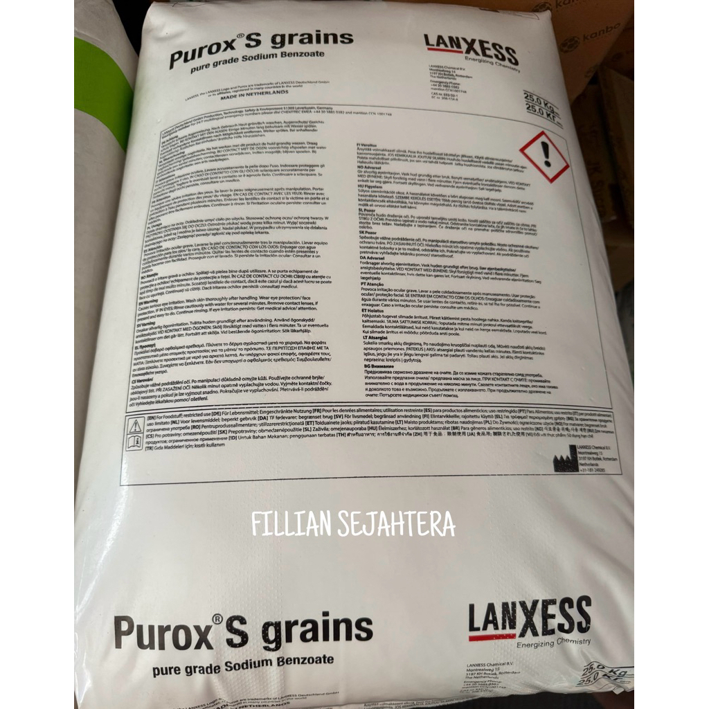 

Sodium Benzoate Purox-S Holland / Natrium Benzoate Purox-S / Sodium Benzoat Purox 1 Sak ( 25 Kg )