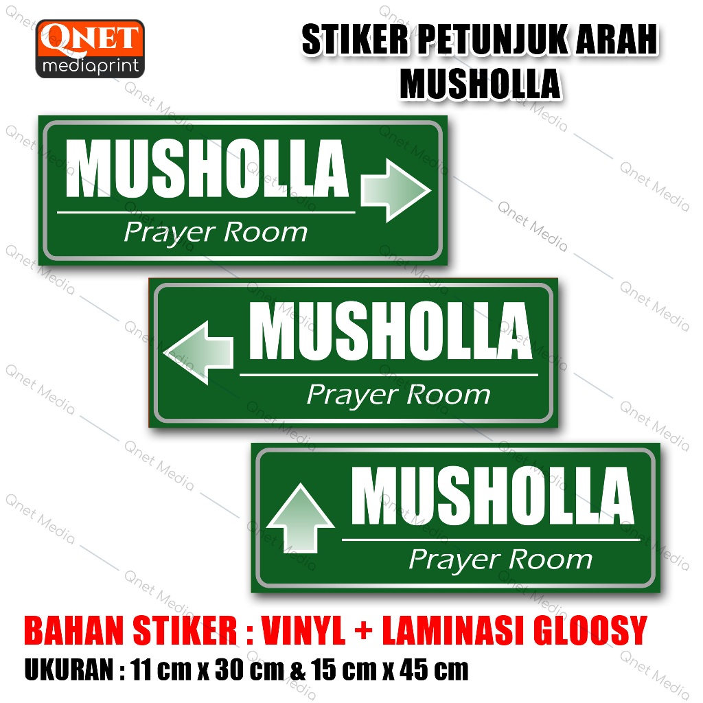 

STIKER PENUNJUK ARAH MUSHOLLA | BAHAN VINYL + LAMINASI GLOSSY