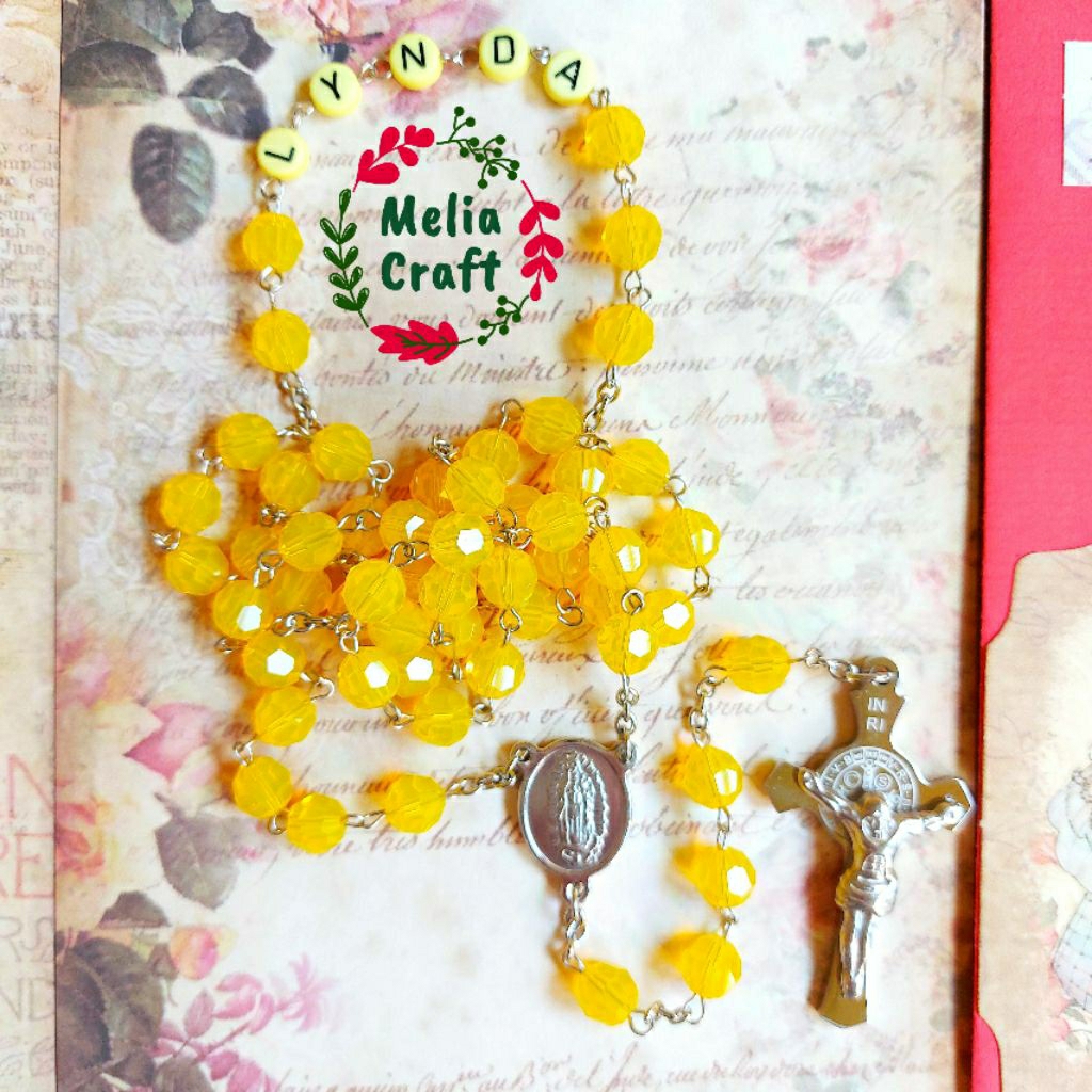 Rosario Kristal Swarovski Yellow Anti Karat - Swarovski Crystal Rosary - Rustproof