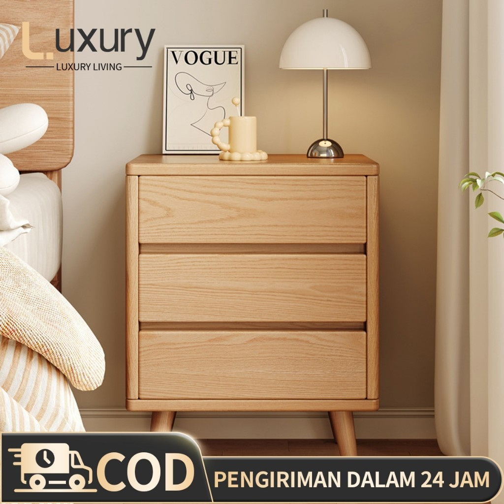 LL  Meja Nakas Minimalis Laci Kamar Tidur Meja samping tempat tidur 2/3 Laci