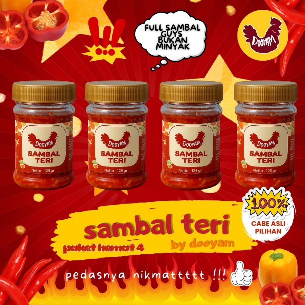 

Paket Hemat 4 | Sambal Teri Premium Dooyam | Pedas Nikmat