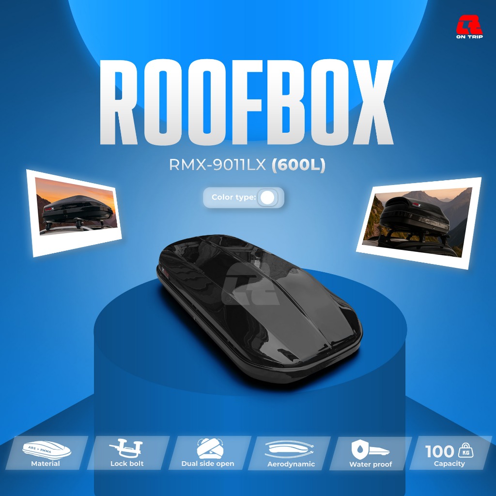Roof Box Bagasi Atap Mobil Universl RMX Premium Material Abs & PMMA 600L
