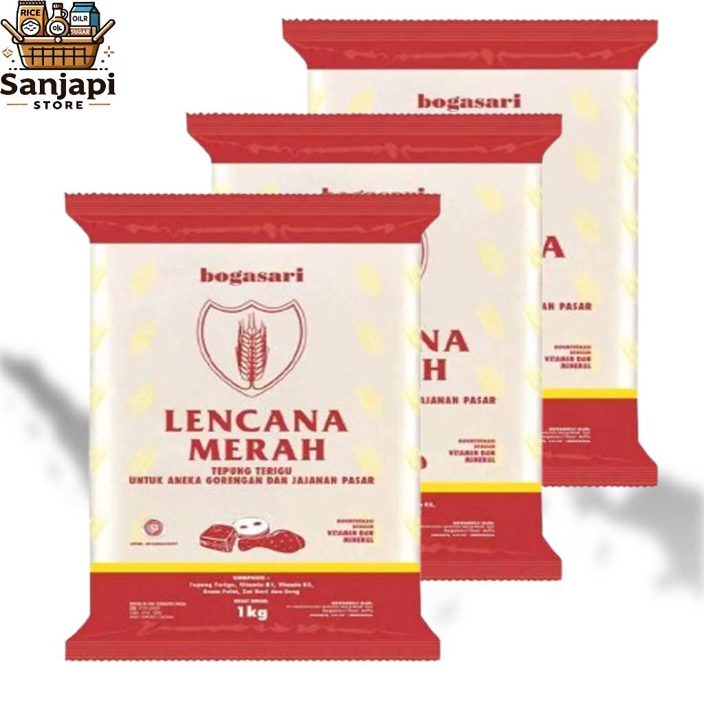 

(Isi 3 PCS) Tepung Terigu Lencana Merah 1kg - Kualitas Premium - Original Packing Pabrik