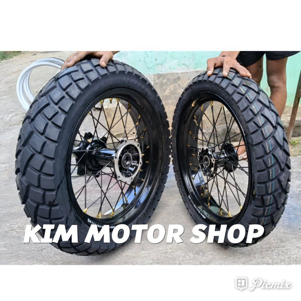 Velg SuperMoto Yamaha Wr155 Tromol Ori 300+350-17 Ban Semi Trail